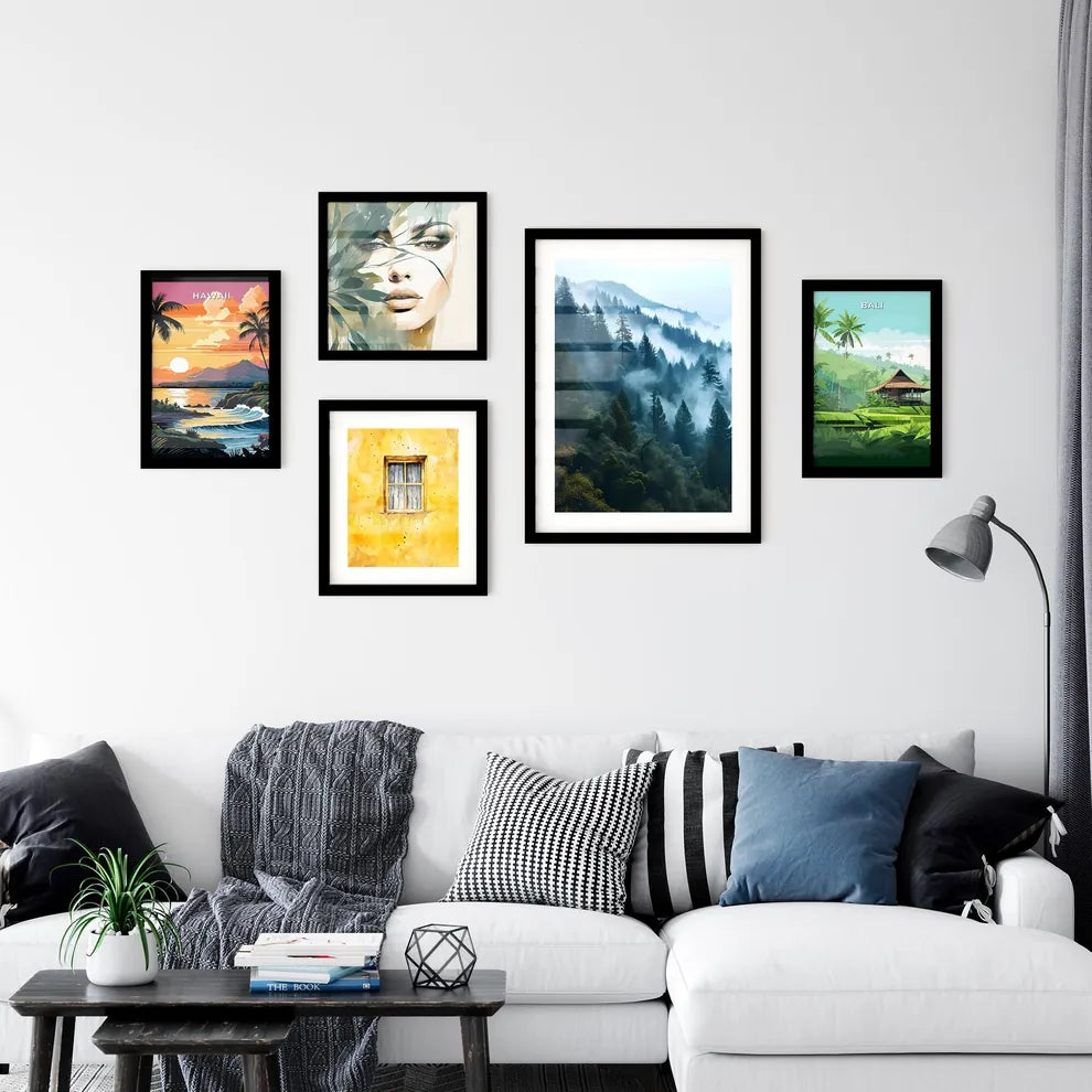 A Poster of tree mountain forest near mist - Wall Art