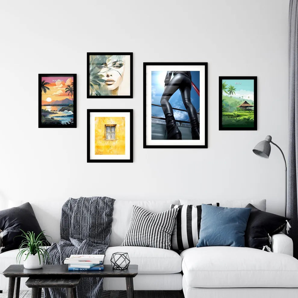 A Poster of female black skintight leather p Wall Art