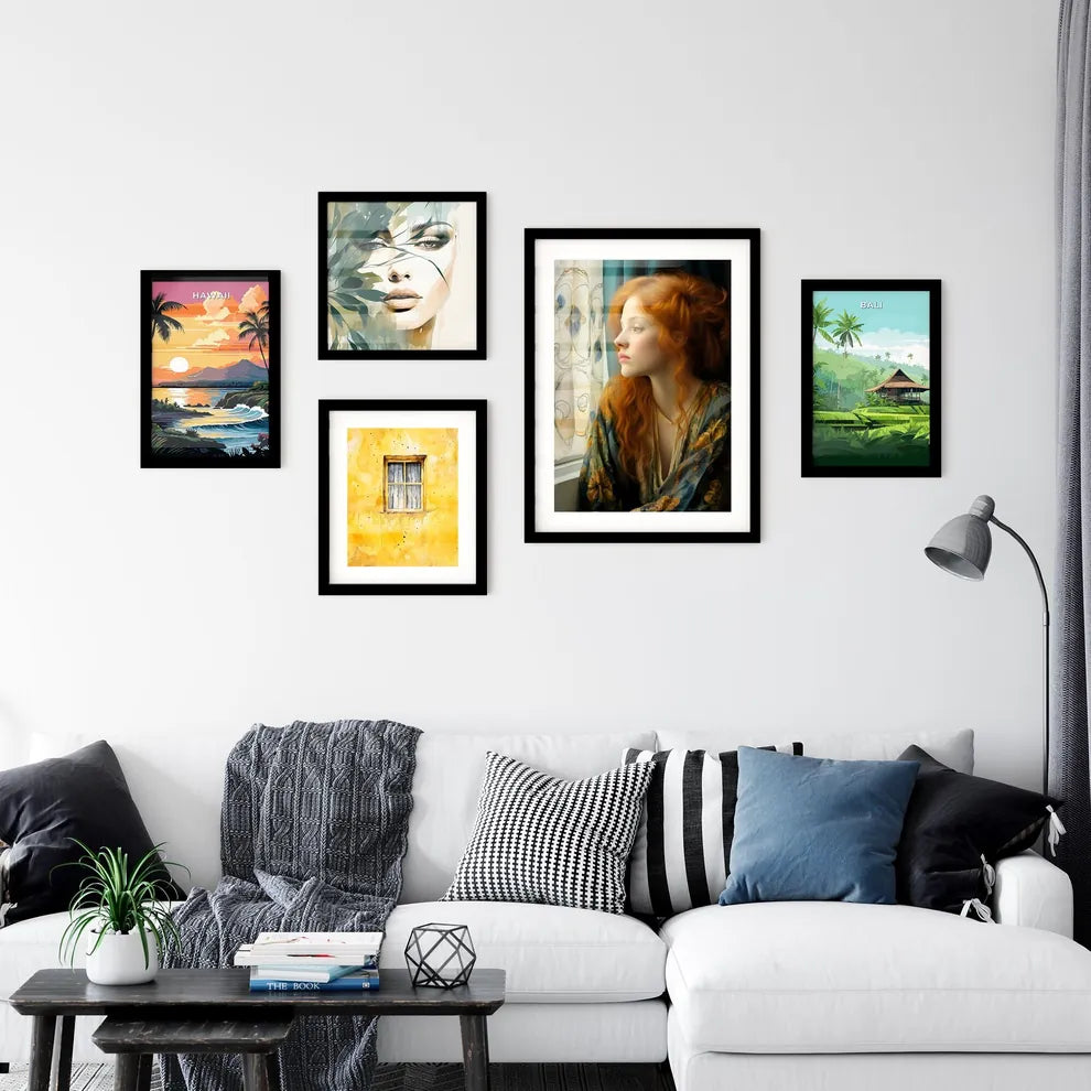 A Poster of woman with red hair sitting - A Wall Art