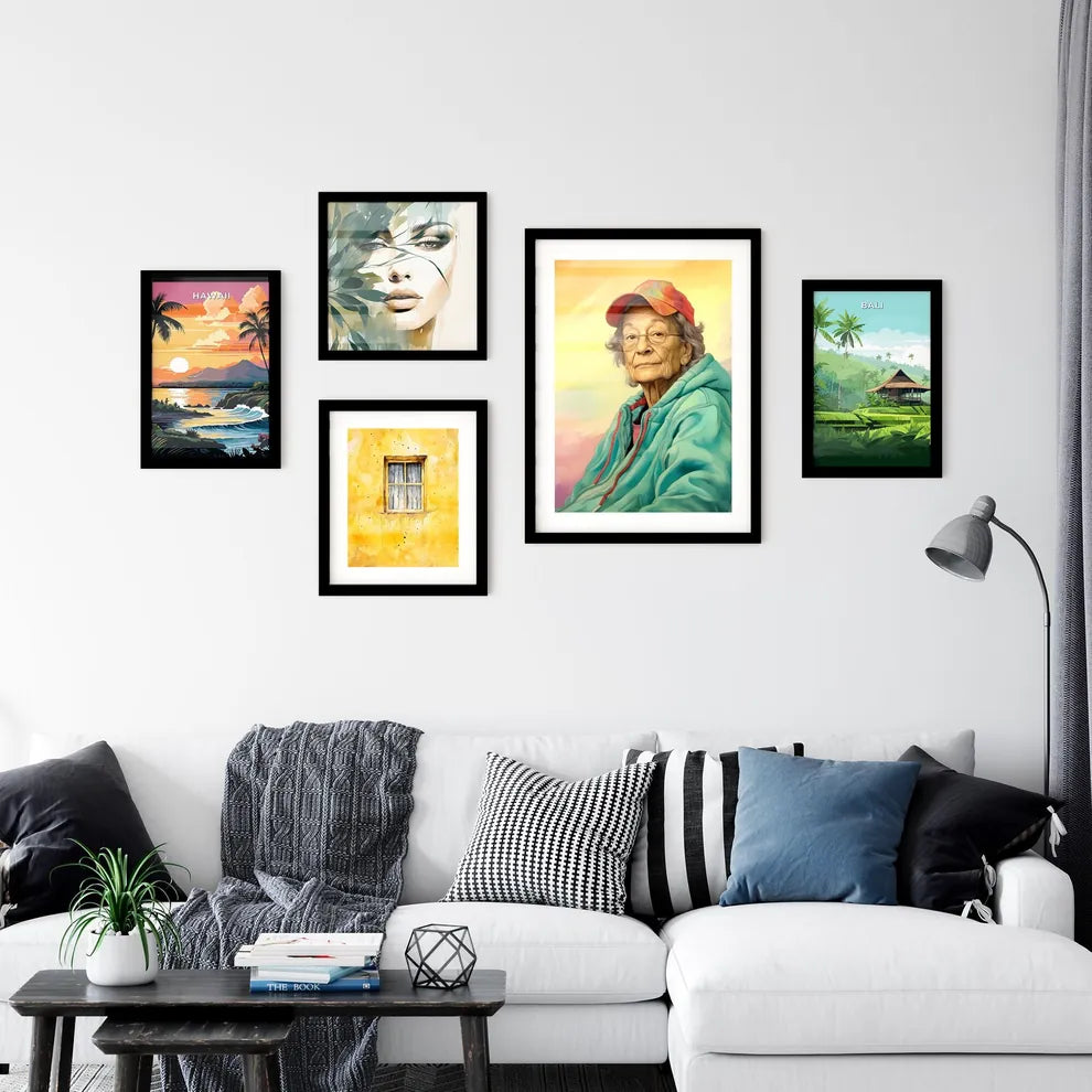 A Poster of Woman in her 70s wearing a styli Wall Art