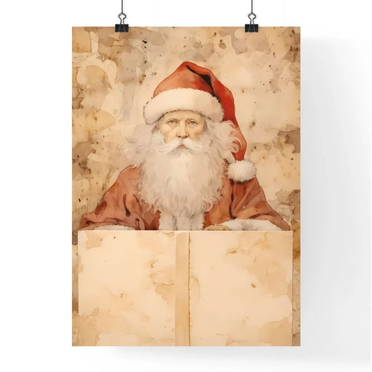 A Poster of santa claus on a beige insulated Poster