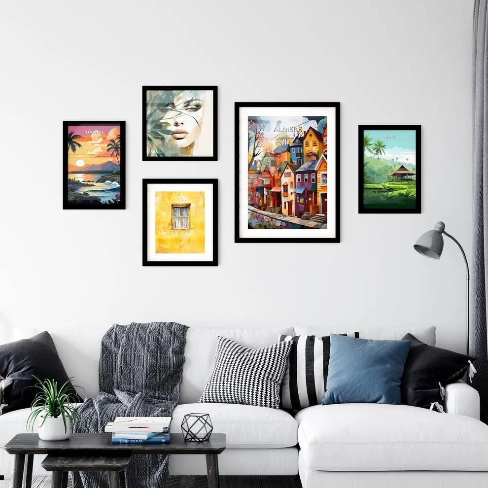 Almere, Netherlands - Art print of a painting of a row of colorful houses Interior Design