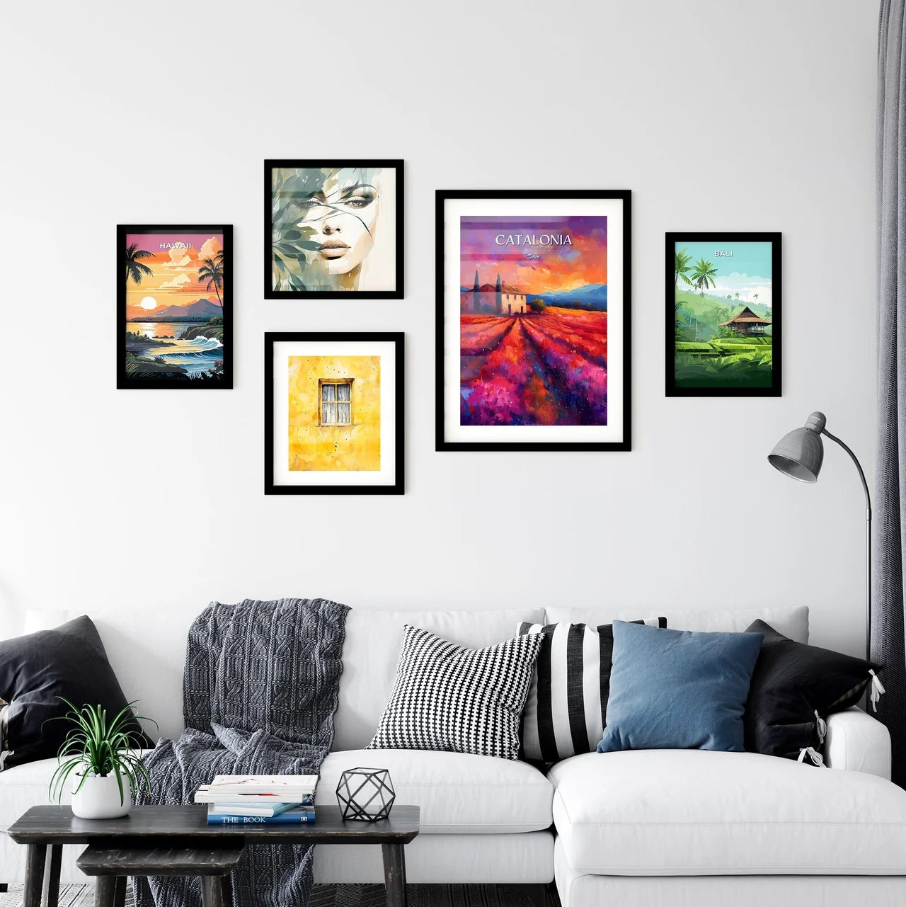 Catalonia, Spain - Art print of a painting of a house in a field of flowers Interior Design
