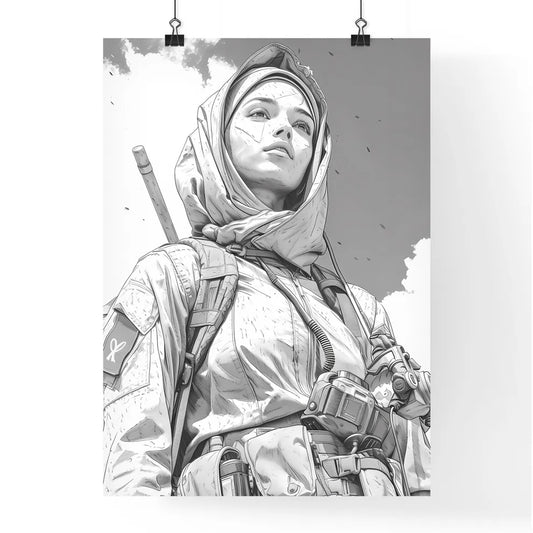 Saint mary standing above firefighters Poster