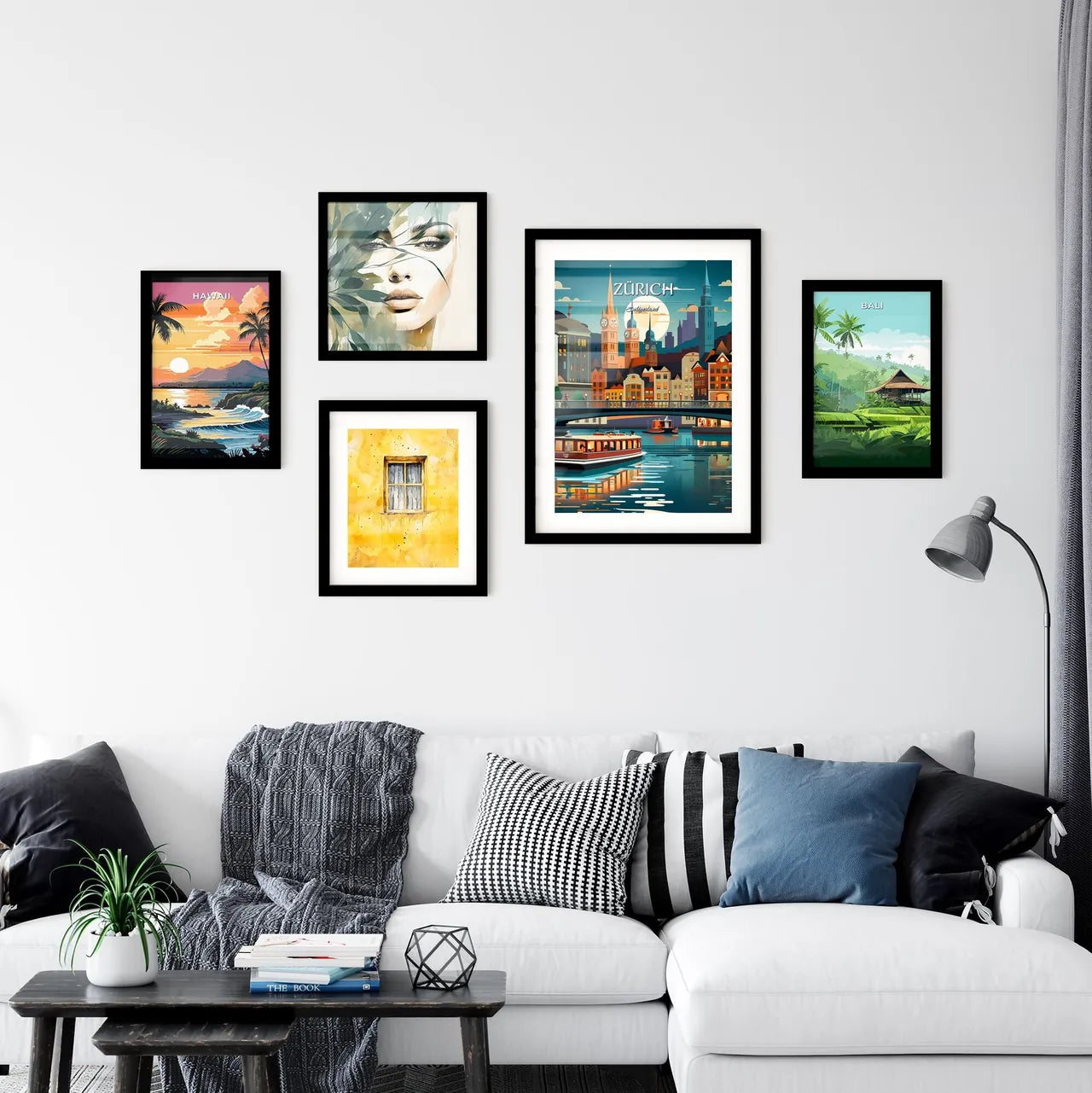 Zürich, Switzerland, - Art print of a city with boats on water Interior Design