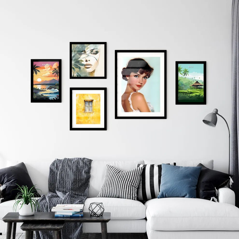 Fashion girl with white top and blue short r Wall Art