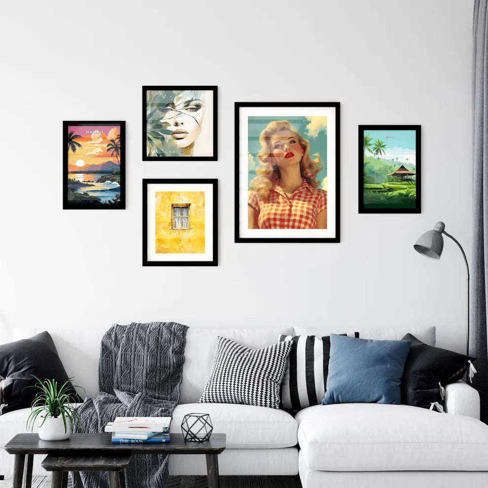 A modern pin up girl - Art print of a pink a Wall Art