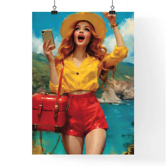 Surprised woman with beautiful legs - Art pr Poster