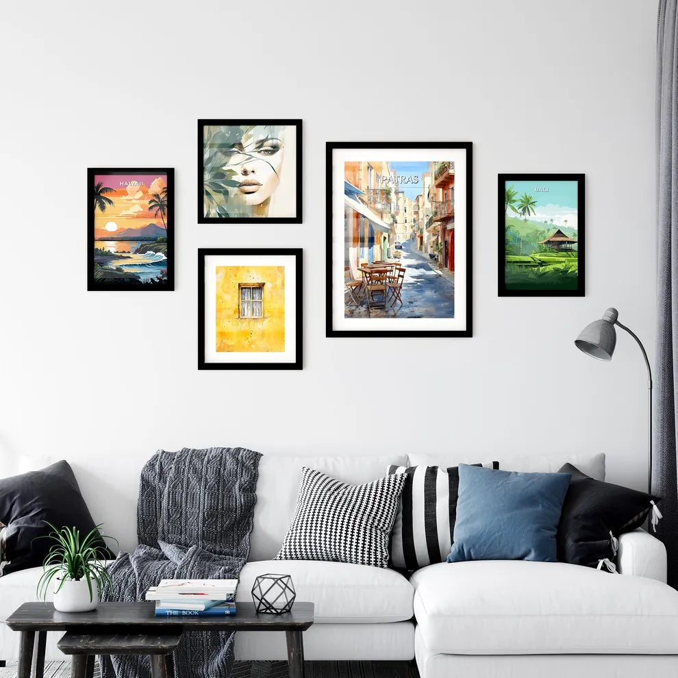 Patras, Greece - Art print of a view of a town from a balcony overlooking a body of water Interior Design