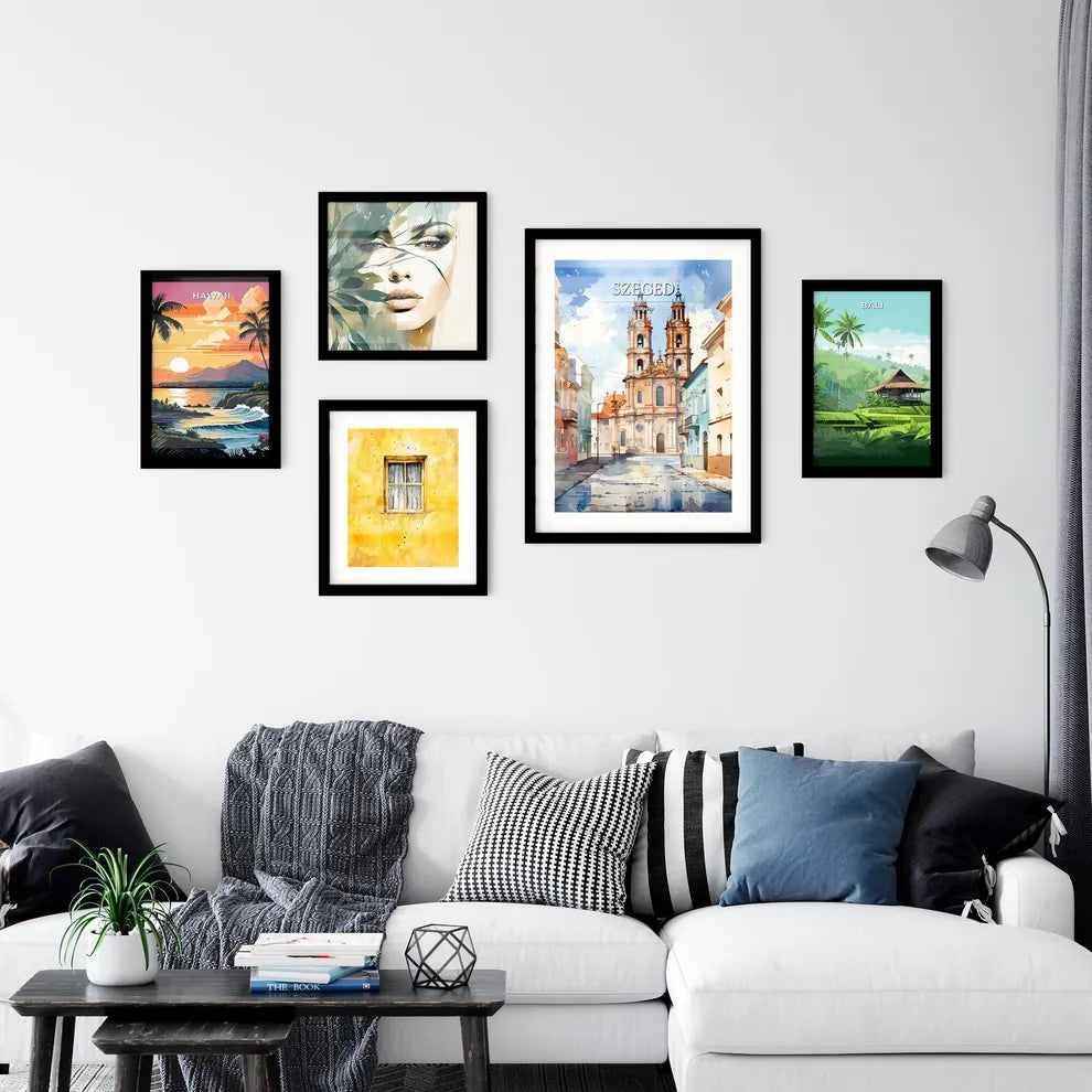Szeged, Hungary - Art print of a drawing of two angels playing guitars and flowers Interior Design