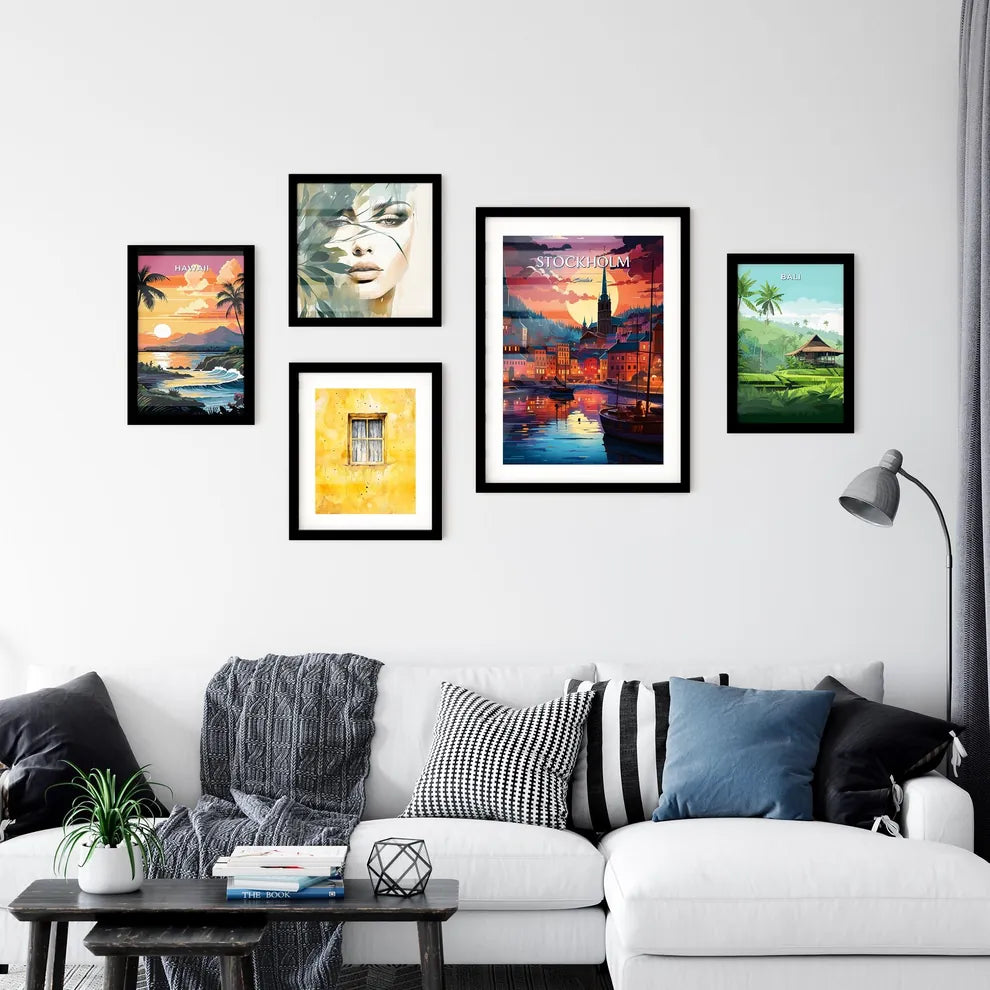 Stockholm, Sweden, - Art print of a woman sitting on a plane Interior Design