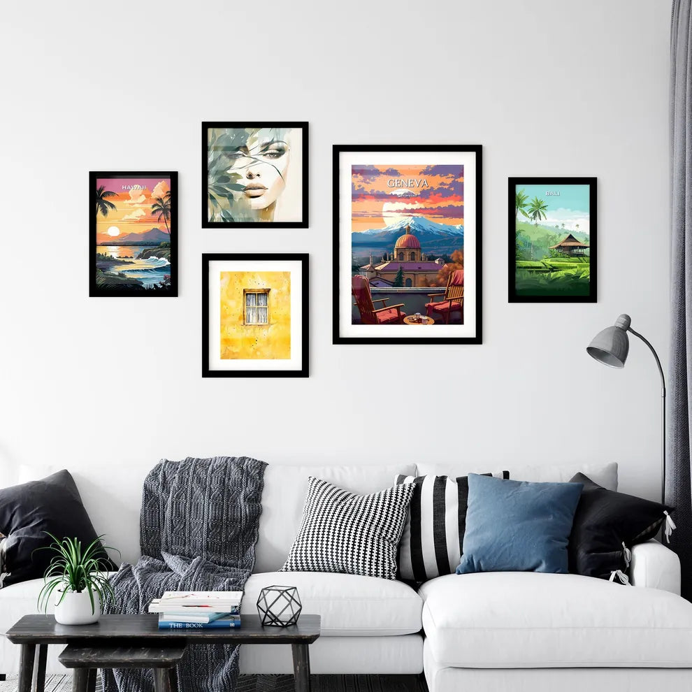 Geneva, Switzerland - Art print of a painting of a road between colorful trees Interior Design