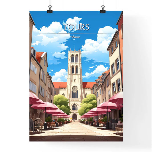 Tours, France - Art print of a painting of a city with a lake and a body of water Poster