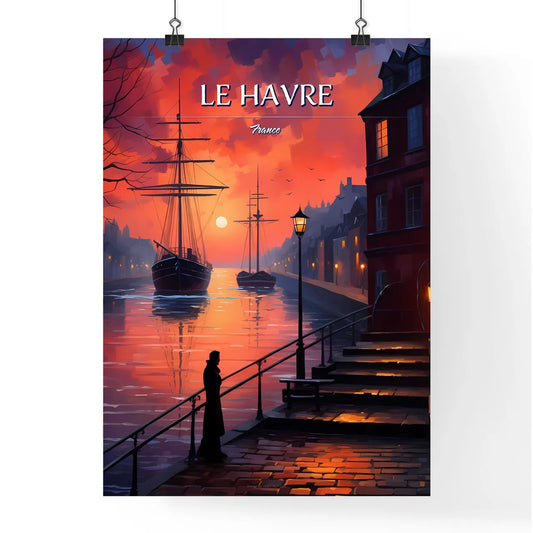 Le Havre, France - Art print of a painting of a street with buildings and people Poster
