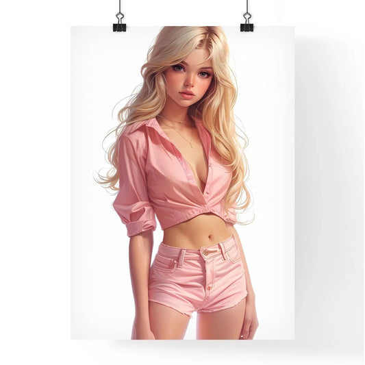 Smart vintage pin up girl on a white backgro Poster