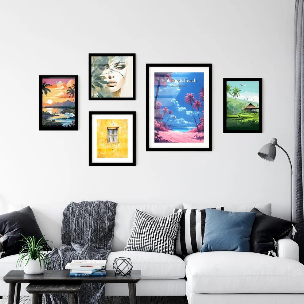 Pink Sands Beach - Art print of a beach with Wall Art