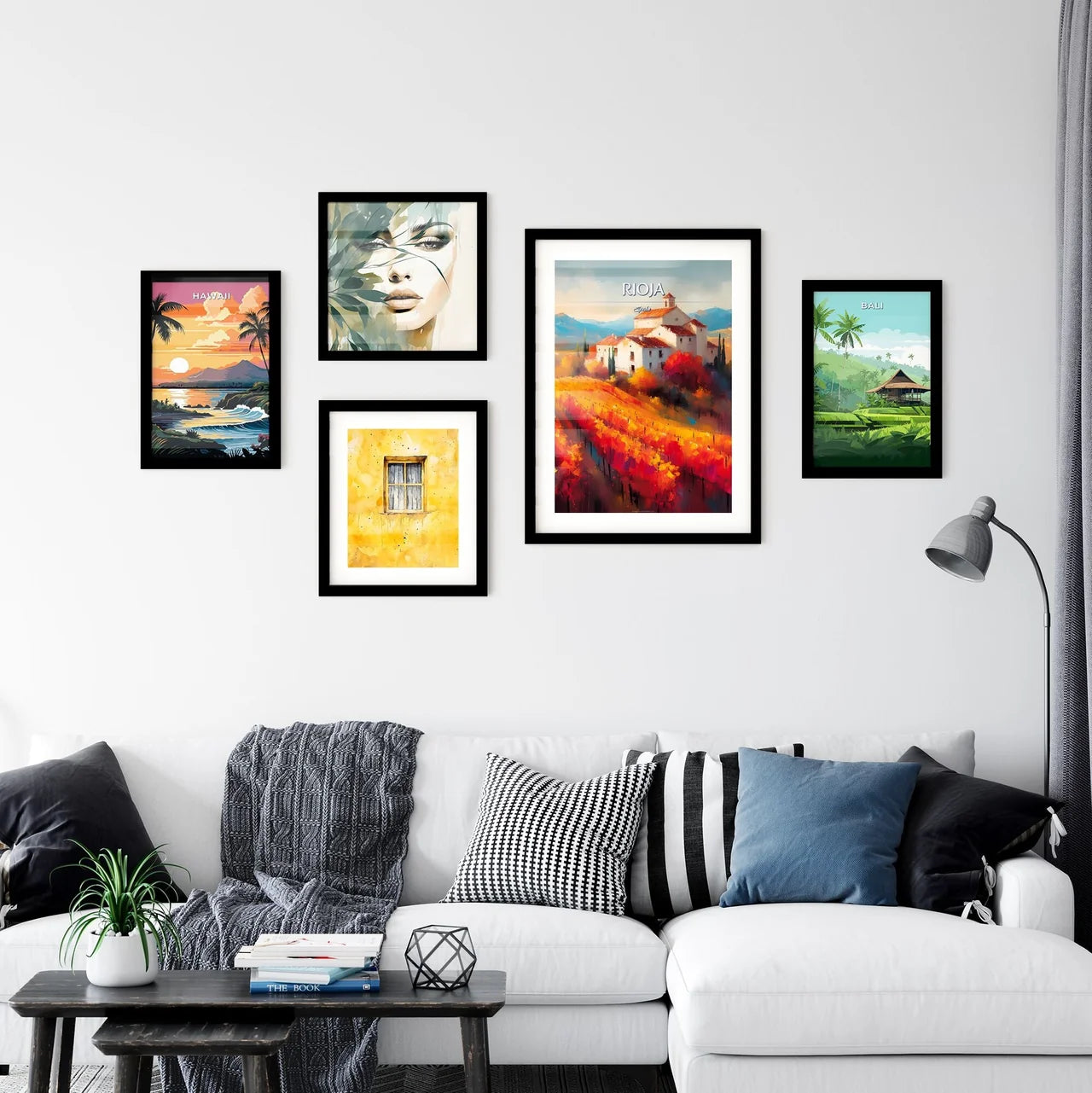 Rioja, Spain - Art print of a painting of a house on a hill with a vineyard Interior Design