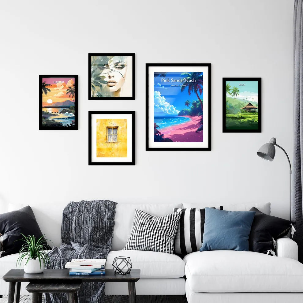 Pink Sands Beach - Art print of a beach with Wall Art