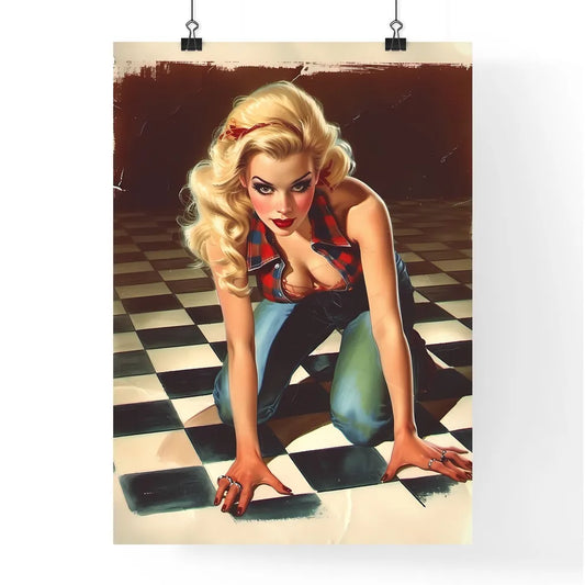 Watercolour rockabilly pin up girl pretty ta Poster