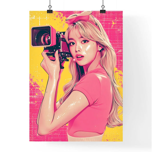 A trendy youtuber records a show - Art print Poster