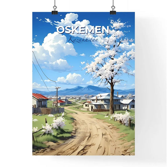 Oskemen, Kazakhstan, A Poster of a dirt road with a tree and houses in the background Default Title