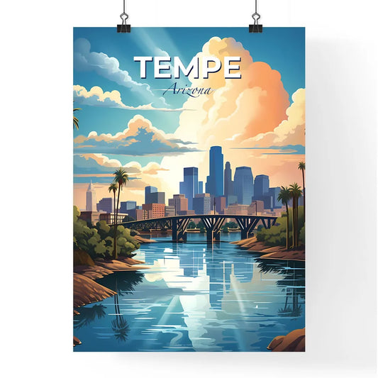 Tempe, Arizona, A Poster of a river with a bridge and trees and a city in the background Default Title