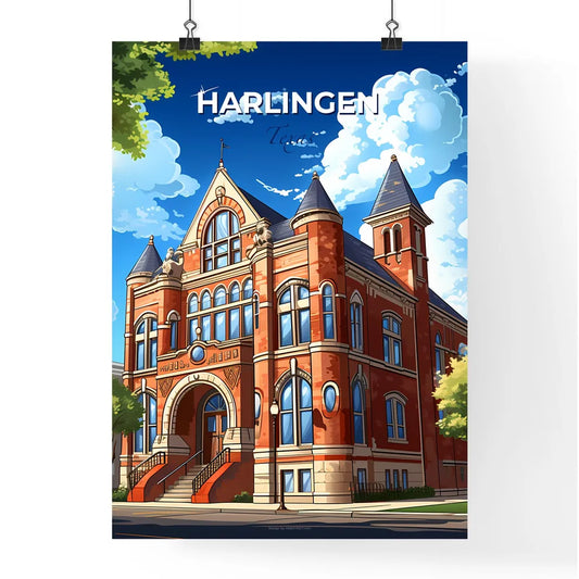 Harlingen, Texas, A Poster of a building with trees and blue sky Default Title