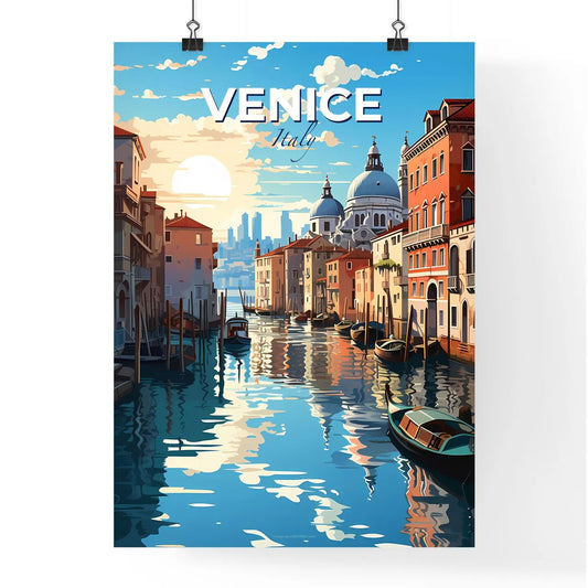 Venice, Italy, A Poster of a water canal with boats and buildings in the background with Grand Canal in the background Default Title