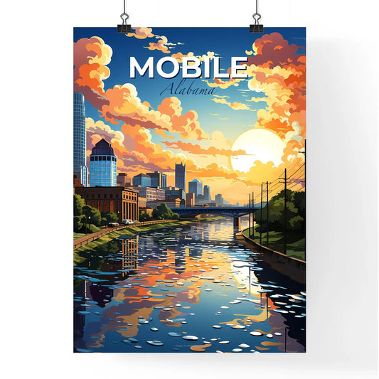 Mobile, Alabama, A Poster of a river with a city and a bridge Default Title