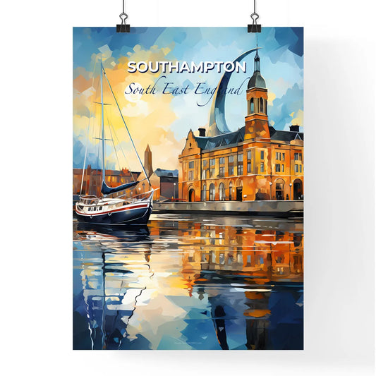 Southampton, South East England, A Poster of a painting of a building and a boat in water Default Title