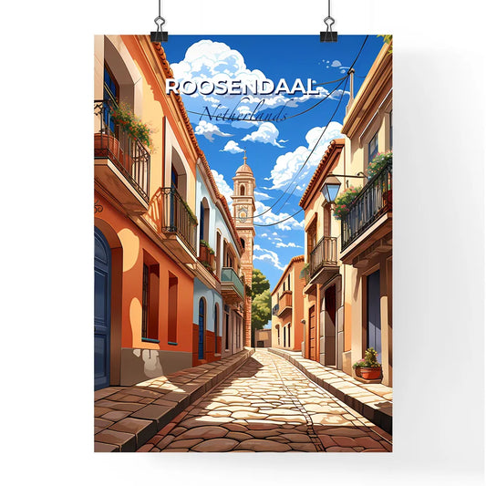 Roosendaal, Netherlands, A Poster of a street with buildings and a tower Default Title