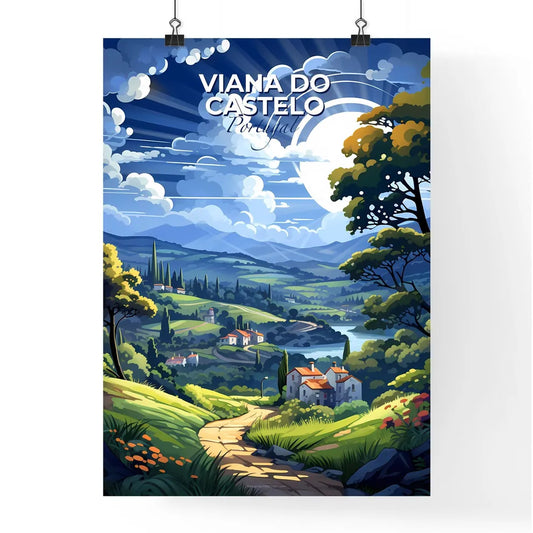 Viana Do Castelo, Portugal, A Poster of a landscape with a road and trees and a river Default Title