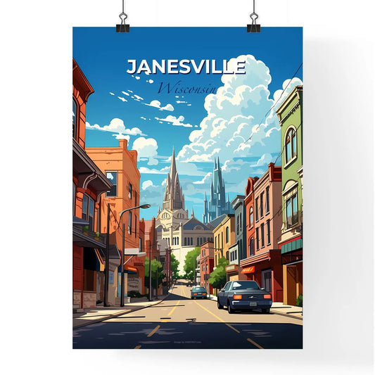Janesville, Wisconsin, A Poster of a street with cars and buildings Default Title