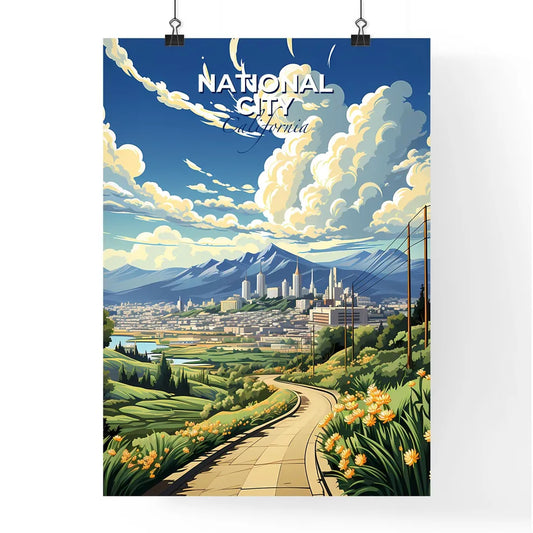 National City, California, A Poster of a landscape with a road and mountains and a city Default Title