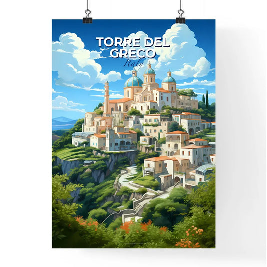 Torre Del Greco, Italy, A Poster of a painting of a city on a hill Default Title