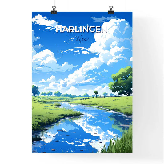 Harlingen, Texas, A Poster of a stream running through a grassy field Default Title