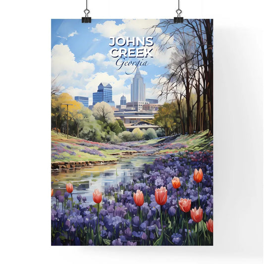 Johns Creek, Georgia, A Poster of a river running through a park with flowers Default Title
