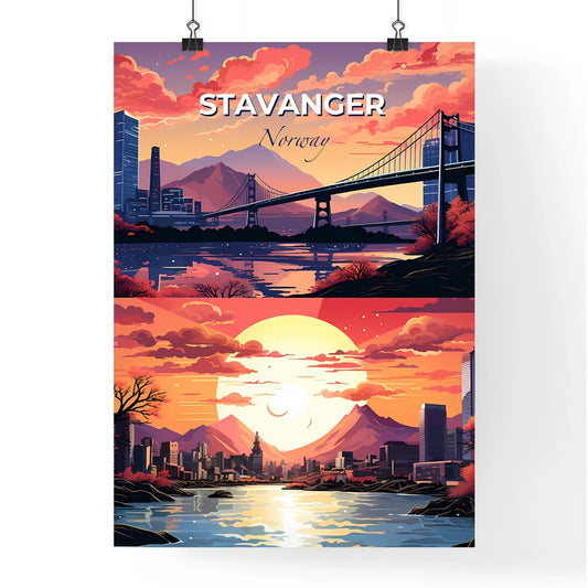 Stavanger, Norway, A Poster of a bridge over a river and a city Default Title
