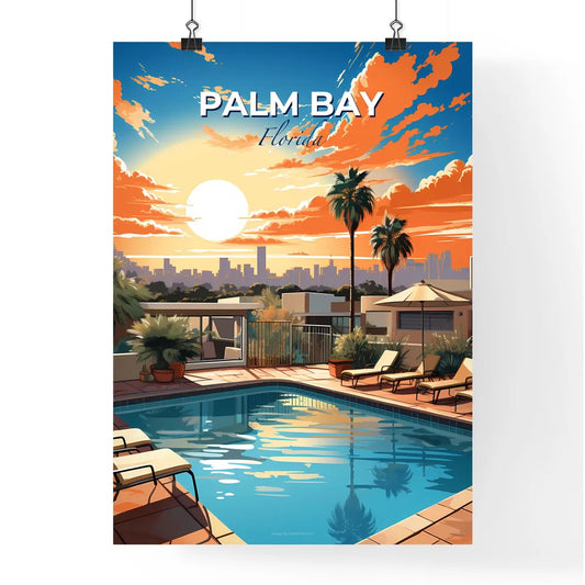 Palm Bay, Florida, A Poster of a pool with chairs and a building in the background Default Title
