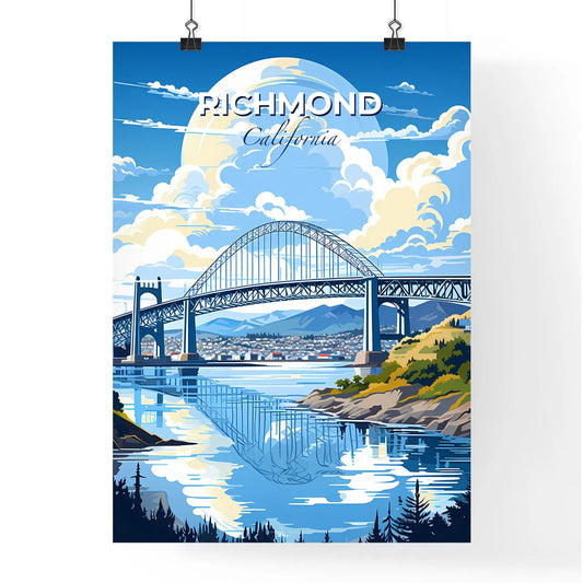 Richmond, California, A Poster of a bridge over water with a city and clouds in the sky Default Title