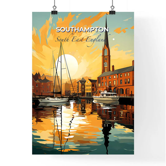 Southampton, South East England, A Poster of a painting of a city with boats and buildings Default Title
