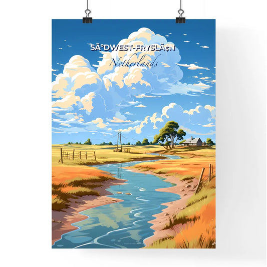 SãºDwest-Fryslã¢N, Netherlands, A Poster of a stream running through a field Default Title