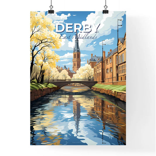 Derby, East Midlands, A Poster of a river with a bridge and a church in the background Default Title