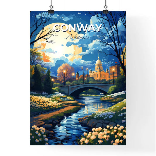 Conway, Arkansas, A Poster of a river running through a park with a bridge and trees Default Title