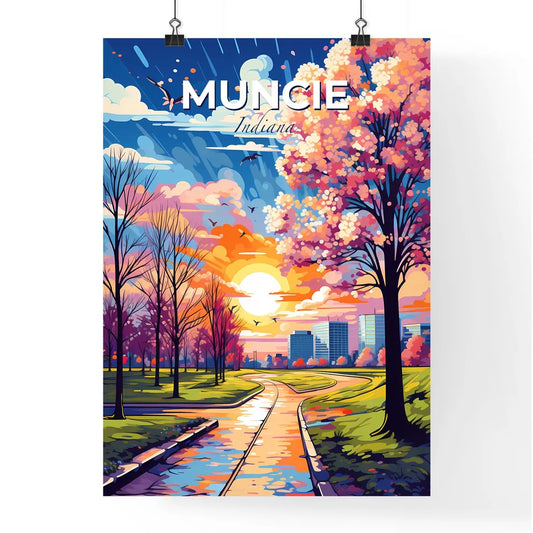 Muncie, Indiana, A Poster of a road with trees and a city in the background Default Title