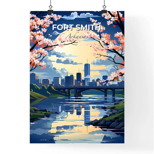 Fort Smith, Arkansas, A Poster of a river with a bridge and trees and a city in the background Default Title