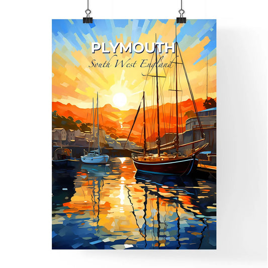 Plymouth, South West England, A Poster of a painting of boats in a harbor Default Title