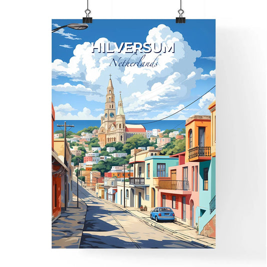 Hilversum, Netherlands, A Poster of a street with a church in the background Default Title