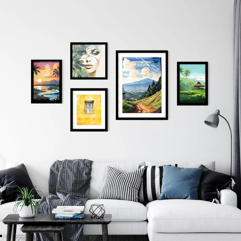 Mountain View, California, A Poster of a landscape of a mountain and a city Default Title