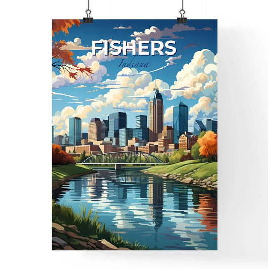Fishers, Indiana, A Poster of a river with a bridge and a city in the background Default Title